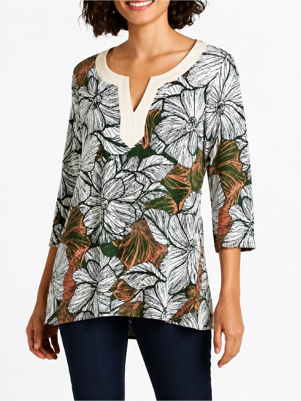 Talbots NWT tropical floral tunic top, small